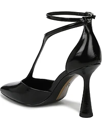 Sam Edelman Everett Leather T-Strap Cone Heel Square Toe Pumps