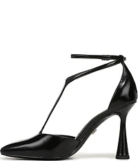 Sam Edelman Everett Leather T-Strap Cone Heel Square Toe Pumps