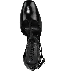 Sam Edelman Everett Leather T-Strap Cone Heel Square Toe Pumps