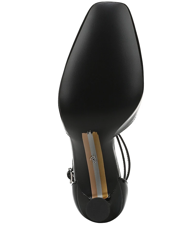 Sam Edelman Everett Leather T-Strap Cone Heel Square Toe Pumps