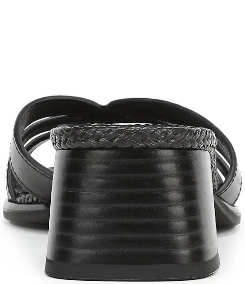 Sam Edelman Farrin Leather and Raffia Double E Logo Slide Sandals