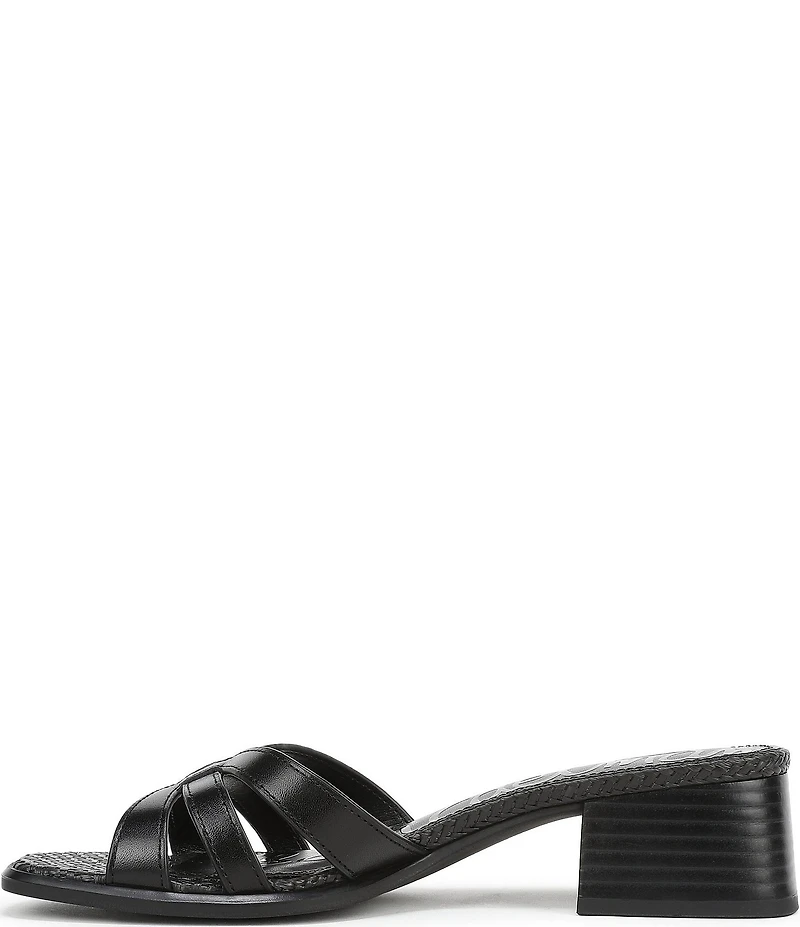 Sam Edelman Farrin Leather and Raffia Double E Logo Slide Sandals