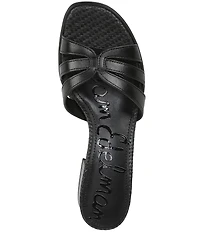 Sam Edelman Farrin Leather and Raffia Double E Logo Slide Sandals