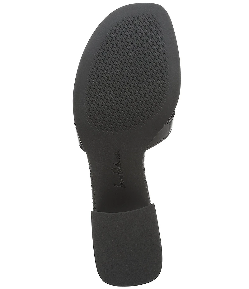 Sam Edelman Farrin Leather and Raffia Double E Logo Slide Sandals