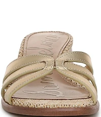 Sam Edelman Farrin Leather and Raffia Double E Logo Slide Sandals