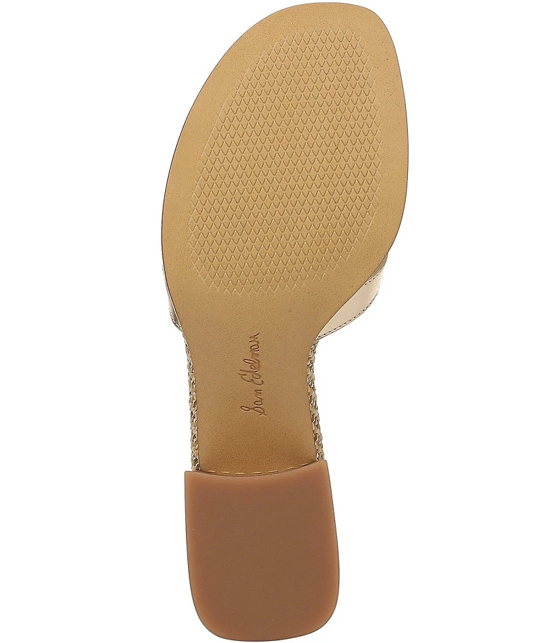 Sam Edelman Farrin Leather and Raffia Double E Logo Slide Sandals