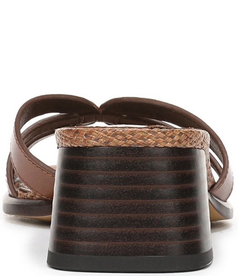 Sam Edelman Farrin Leather and Raffia Double E Logo Slide Sandals