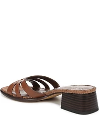 Sam Edelman Farrin Leather and Raffia Double E Logo Slide Sandals