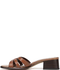 Sam Edelman Farrin Leather and Raffia Double E Logo Slide Sandals