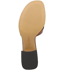 Sam Edelman Farrin Leather and Raffia Double E Logo Slide Sandals