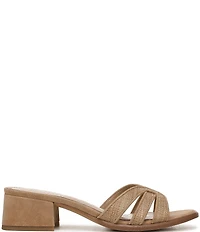Sam Edelman Farrin Raffia and Suede Double E Logo Slide Sandals