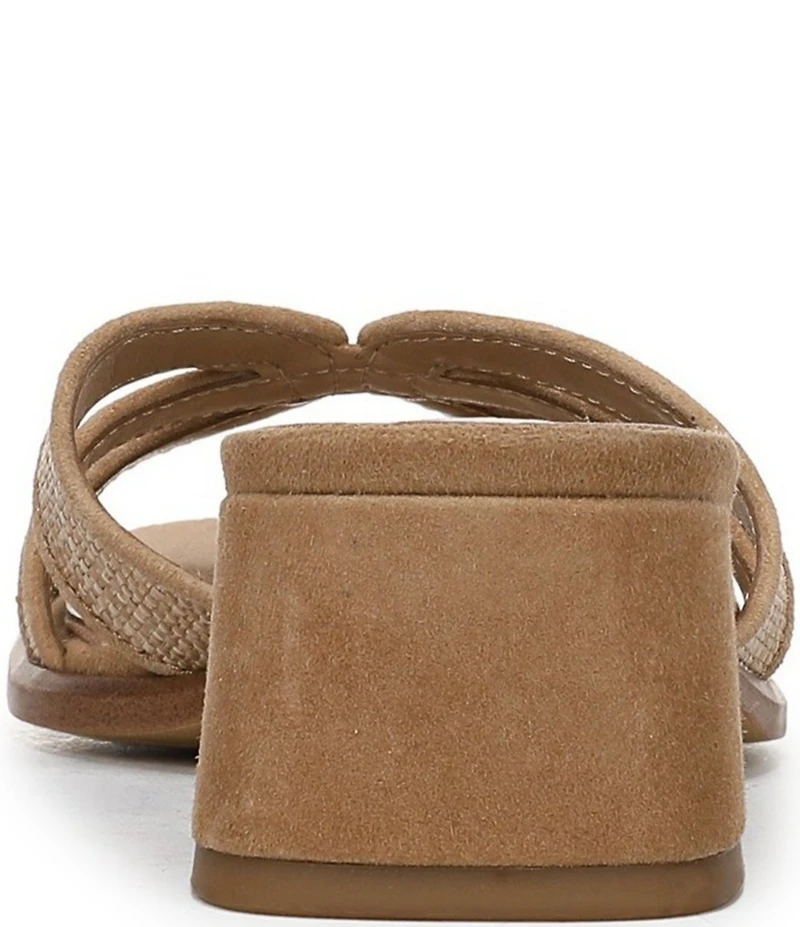 Sam Edelman Farrin Raffia and Suede Double E Logo Slide Sandals