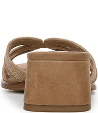 Sam Edelman Farrin Raffia and Suede Double E Logo Slide Sandals