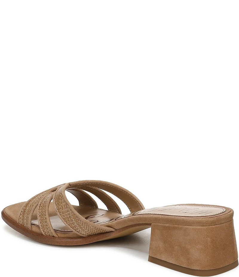 Sam Edelman Farrin Raffia and Suede Double E Logo Slide Sandals
