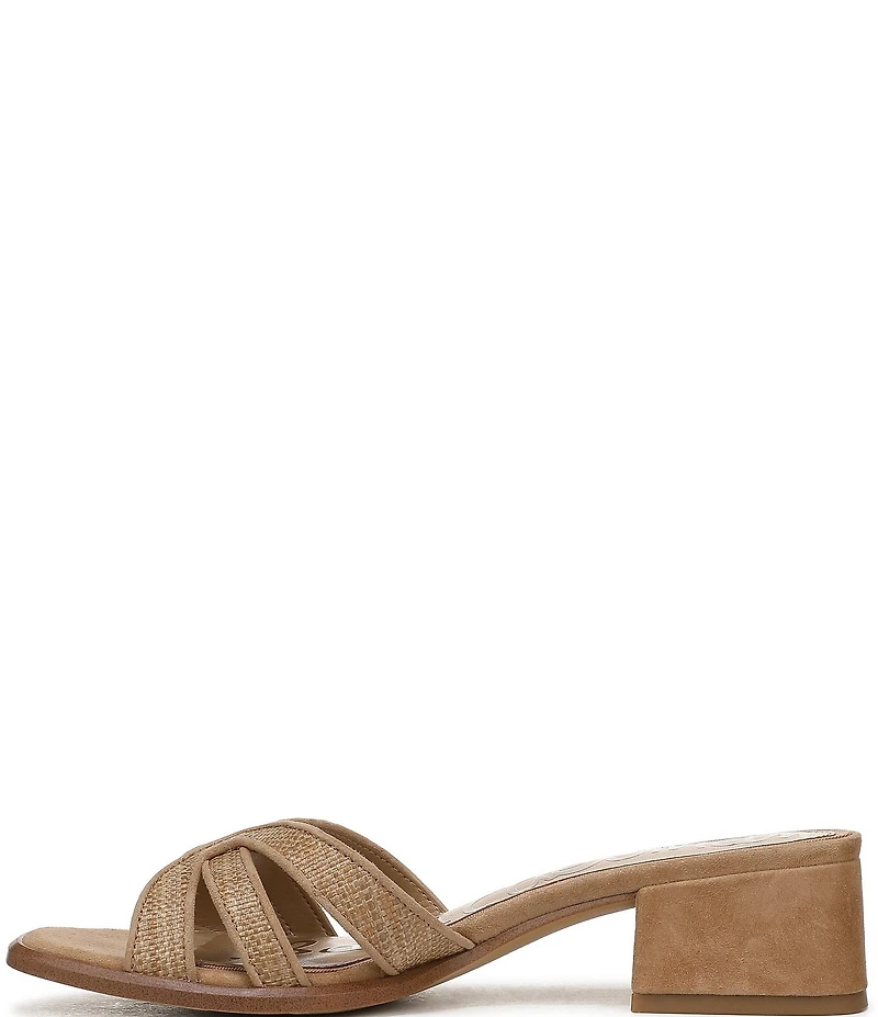 Sam Edelman Farrin Raffia and Suede Double E Logo Slide Sandals