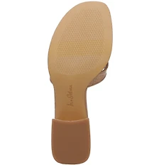 Sam Edelman Farrin Raffia and Suede Double E Logo Slide Sandals