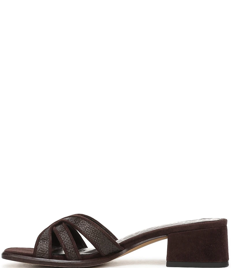 Sam Edelman Farrin Raffia and Suede Double E Logo Slide Sandals