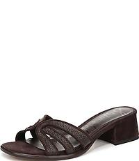 Sam Edelman Farrin Raffia and Suede Double E Logo Slide Sandals