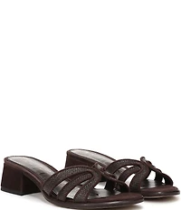 Sam Edelman Farrin Raffia and Suede Double E Logo Slide Sandals
