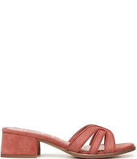 Sam Edelman Farrin Raffia and Suede Double E Logo Slide Sandals