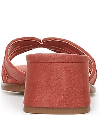 Sam Edelman Farrin Raffia and Suede Double E Logo Slide Sandals