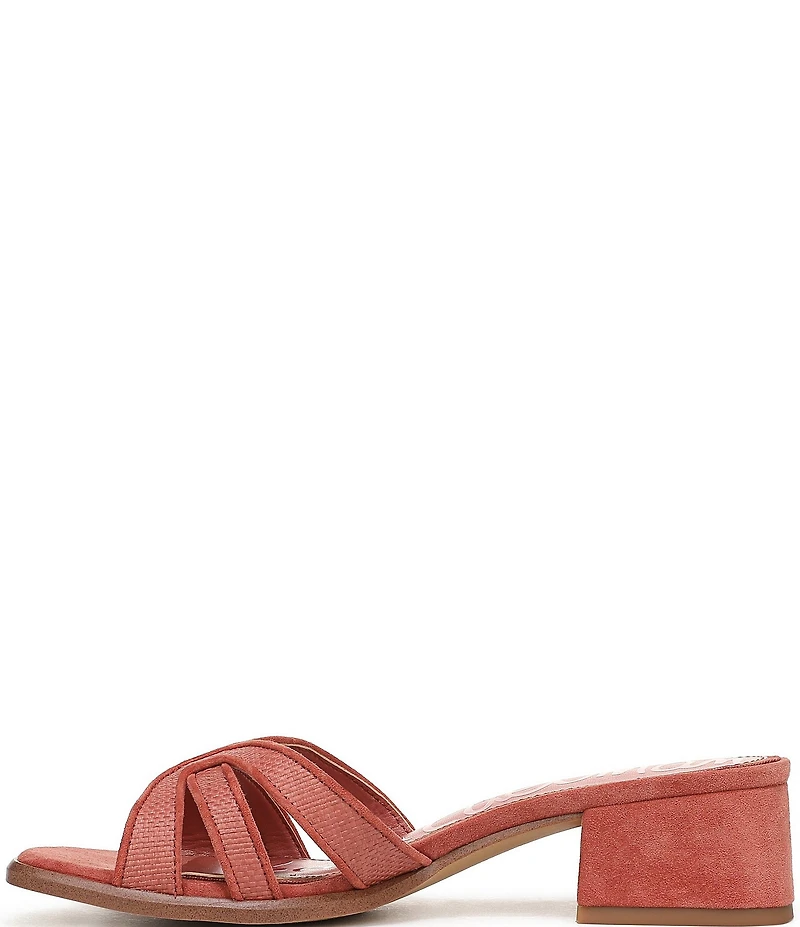 Sam Edelman Farrin Raffia and Suede Double E Logo Slide Sandals