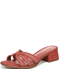 Sam Edelman Farrin Raffia and Suede Double E Logo Slide Sandals