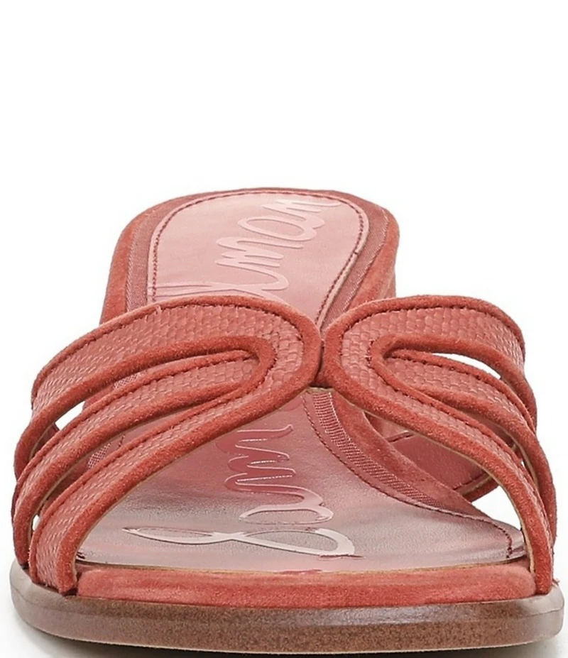 Sam Edelman Farrin Raffia and Suede Double E Logo Slide Sandals