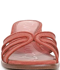 Sam Edelman Farrin Raffia and Suede Double E Logo Slide Sandals