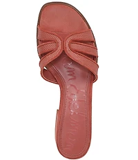 Sam Edelman Farrin Raffia and Suede Double E Logo Slide Sandals