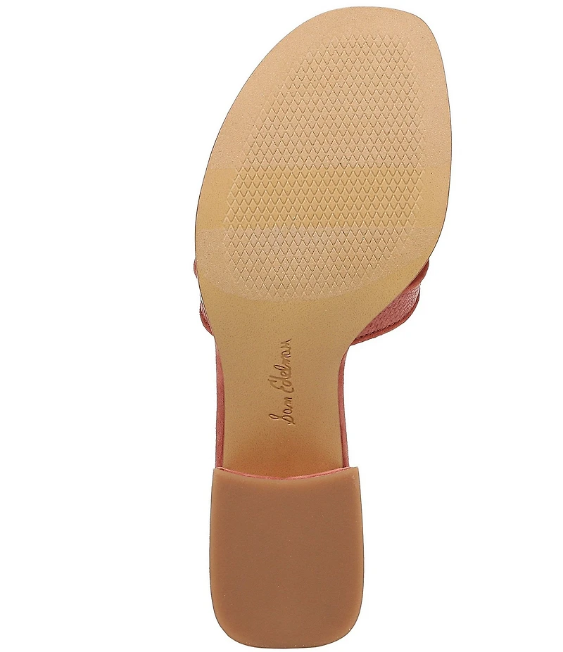 Sam Edelman Farrin Raffia and Suede Double E Logo Slide Sandals