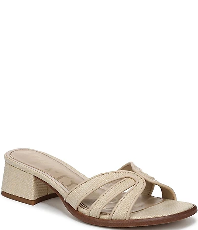 Sam Edelman Farrin Raffia Double E Logo Slide Sandals