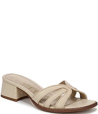 Sam Edelman Farrin Raffia Double E Logo Slide Sandals
