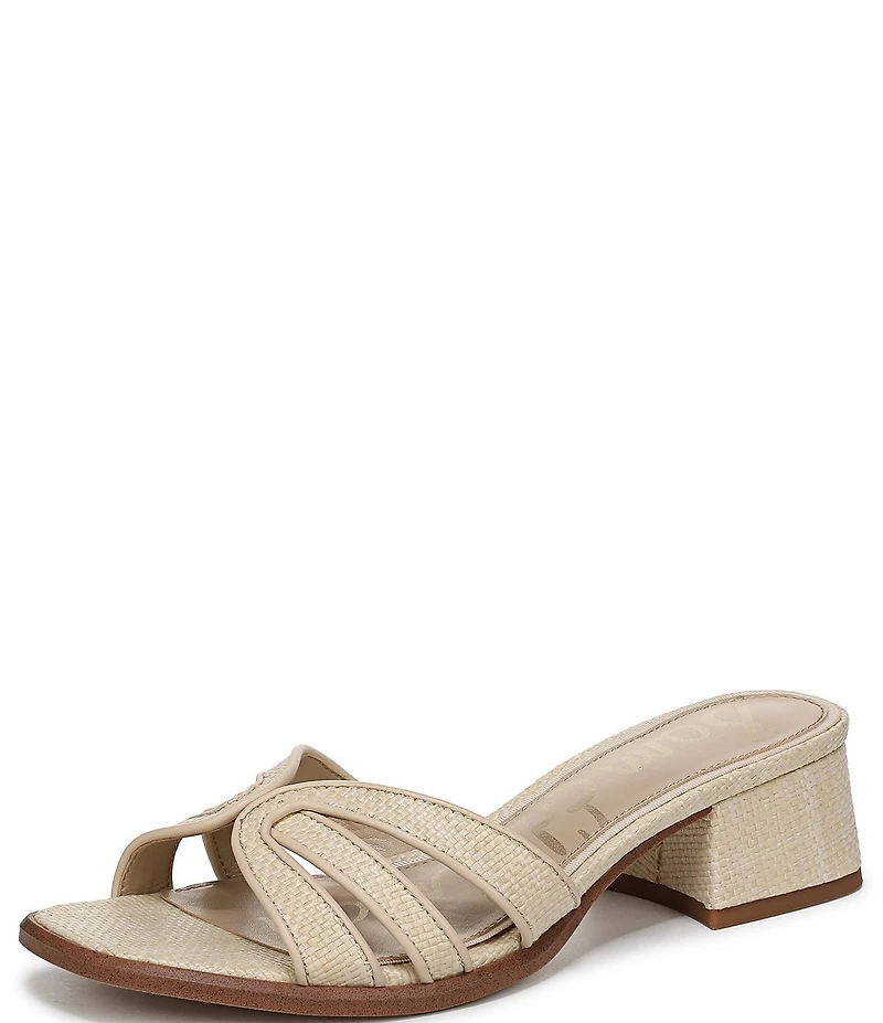 Sam Edelman Farrin Raffia Double E Logo Slide Sandals