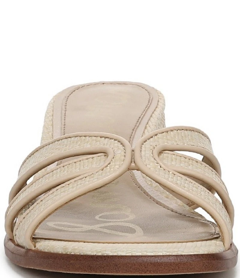 Sam Edelman Farrin Raffia Double E Logo Slide Sandals