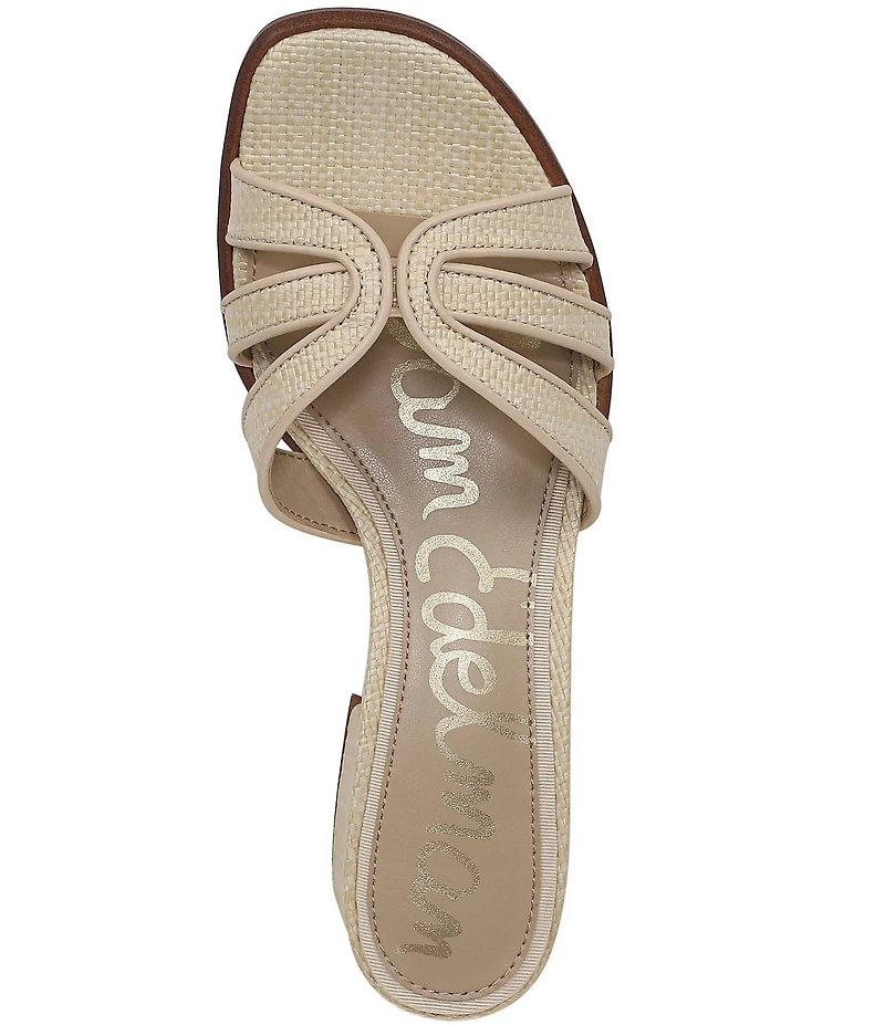 Sam Edelman Farrin Raffia Double E Logo Slide Sandals