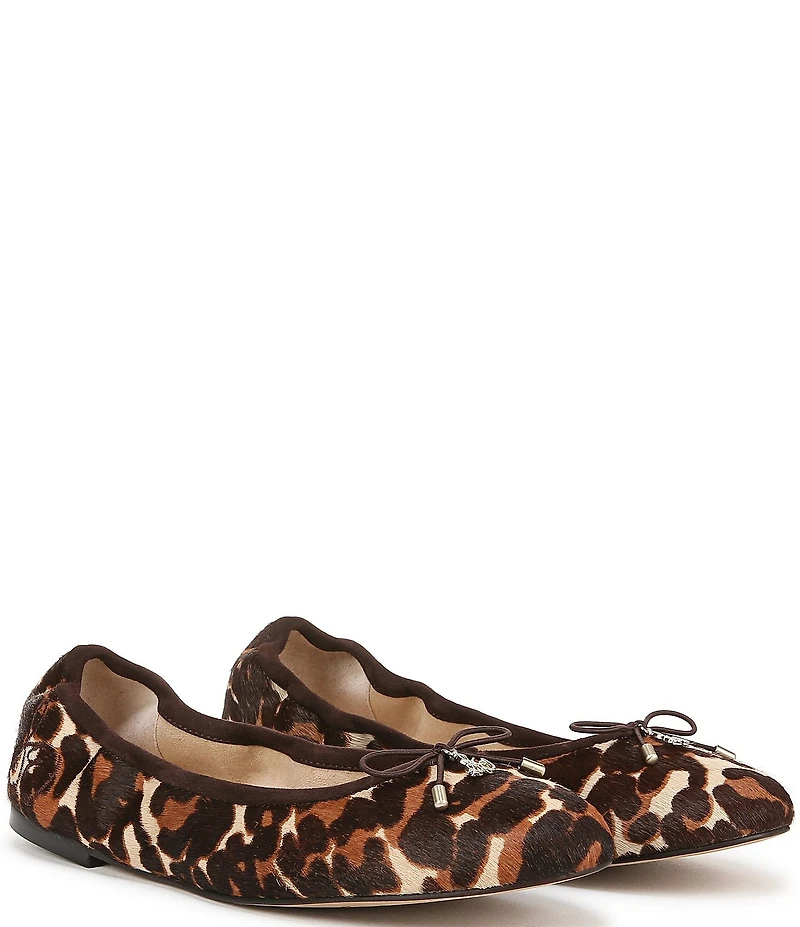 Sam Edelman Felicia Leopard Print Calf Hair Bow Ballet Flats
