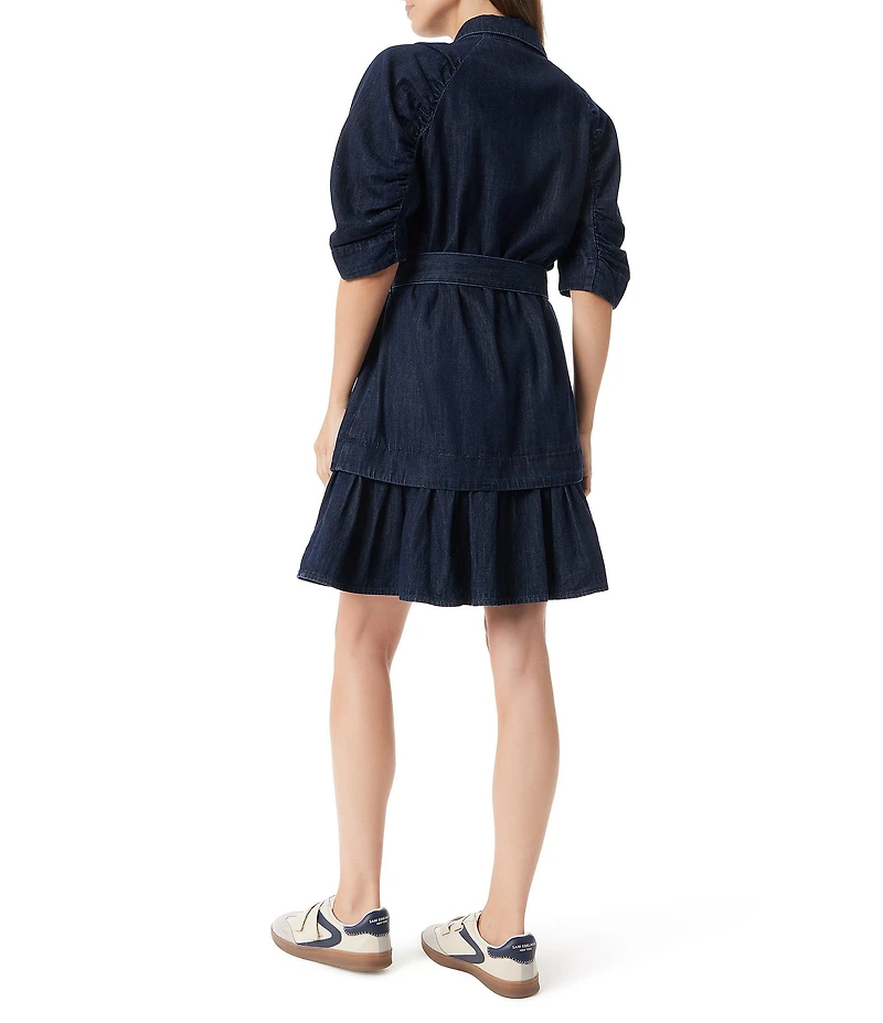 Sam Edelman Ferry Belted Banded Collar Neckline Short Sleeve Shirt Dress