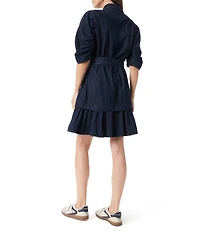 Sam Edelman Ferry Belted Banded Collar Neckline Short Sleeve Shirt Dress