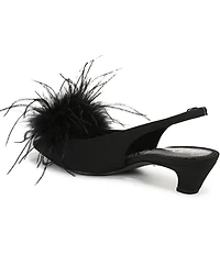 Sam Edelman Finch Feather Pom Pom Textured Fabric Pointed Toe Slingback Pumps