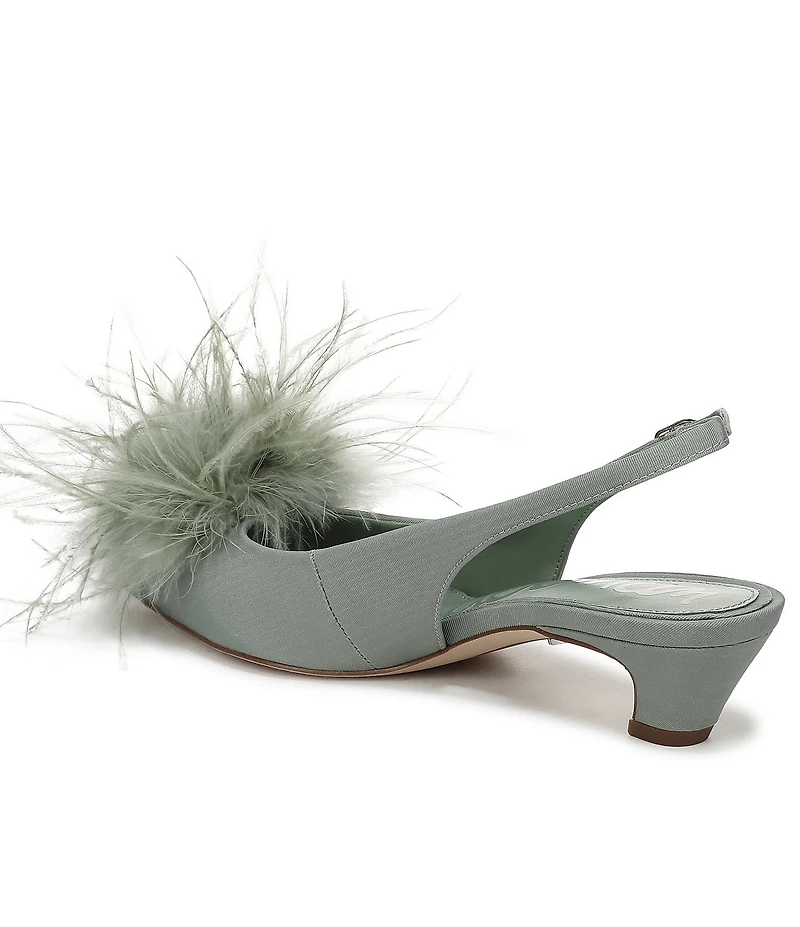 Sam Edelman Finch Feather Pom Pom Textured Fabric Pointed Toe Slingback Pumps