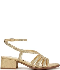 Sam Edelman Fletcher Braided Metallic Raffia Ankle Strap Block Heel Sandals