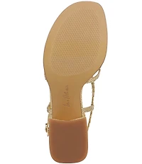 Sam Edelman Fletcher Braided Metallic Raffia Ankle Strap Block Heel Sandals