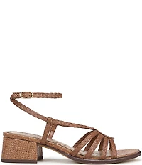 Sam Edelman Fletcher Braided Raffia Ankle Strap Block Heel Sandals