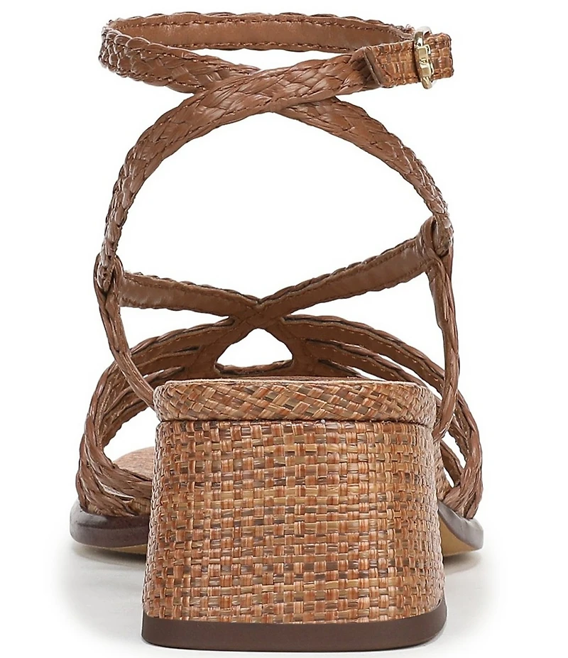 Sam Edelman Fletcher Braided Raffia Ankle Strap Block Heel Sandals