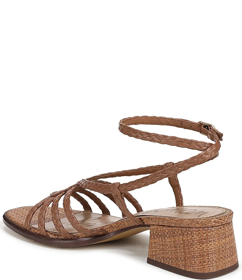 Sam Edelman Fletcher Braided Raffia Ankle Strap Block Heel Sandals