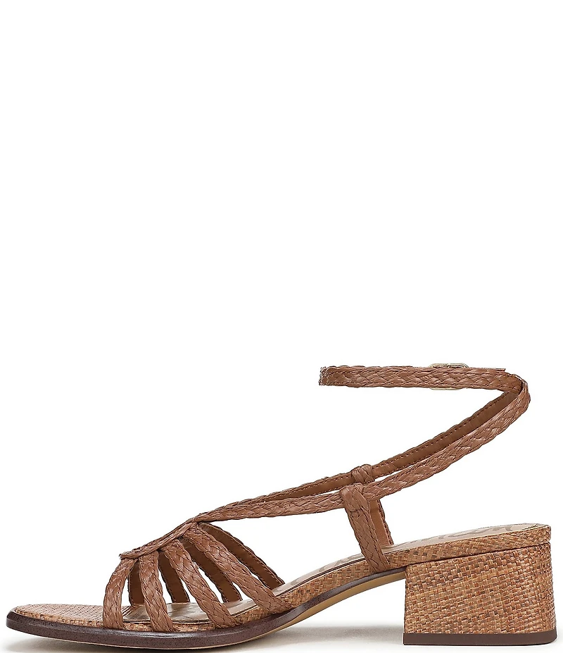 Sam Edelman Fletcher Braided Raffia Ankle Strap Block Heel Sandals