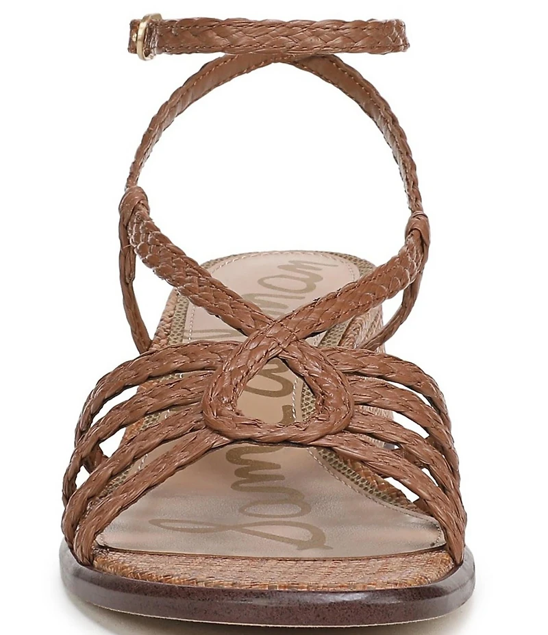 Sam Edelman Fletcher Braided Raffia Ankle Strap Block Heel Sandals