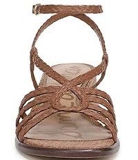 Sam Edelman Fletcher Braided Raffia Ankle Strap Block Heel Sandals