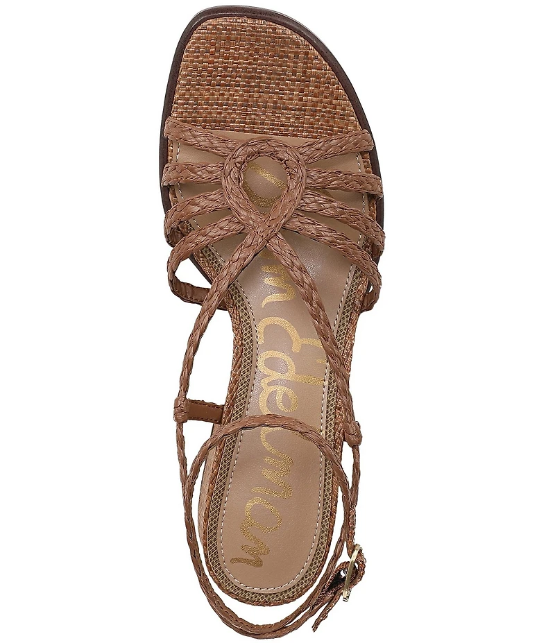 Sam Edelman Fletcher Braided Raffia Ankle Strap Block Heel Sandals